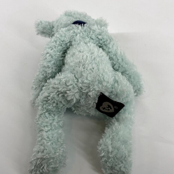 TY Inc Rare 1993 PVC Pellet Light Blue Bear with Curly Hair No Tag - Picture 5 of 7